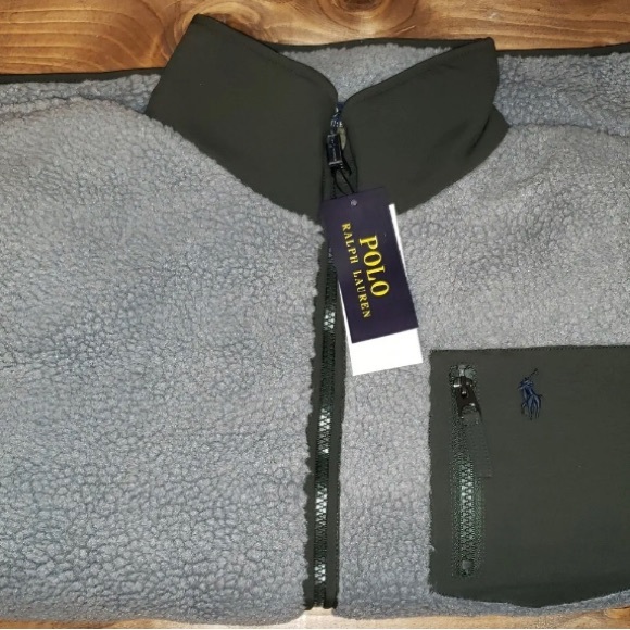 POLO Ralph Lauren Men's Full-Zip PONY Sherpa Fleece Jacket in grey (MEDIUM) -NWT - Picture 7 of 12